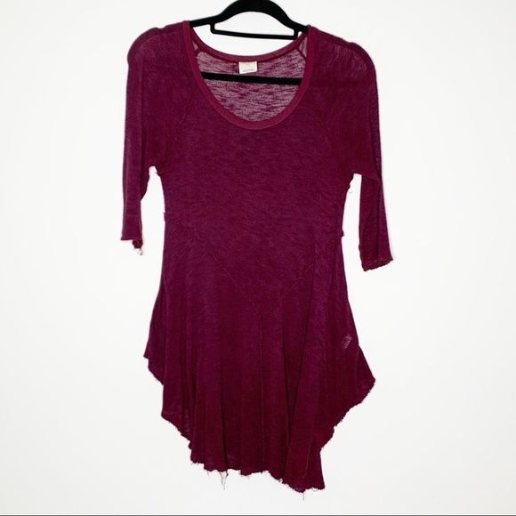 Free People Red Weekends Layering Knit Top Small - Picture 3 of 8